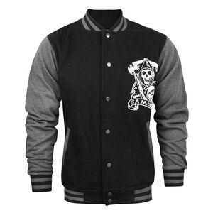 Sons Of Anarchy Official Mens Reaper Varsity Jacket / Gray/Black